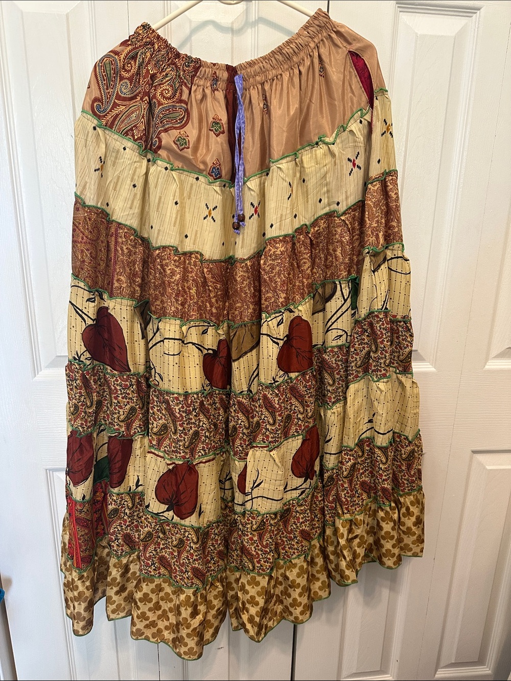 22. Bohemian Patchwork Maxi Skirt With Pockets - Picture 2 of 3